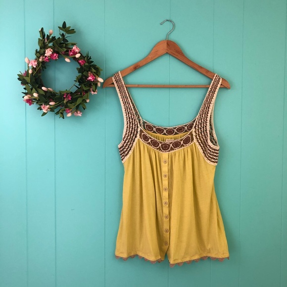 Anthropologie Tops - C. Keer Anthropologie Crochet Trim Tank Top.
